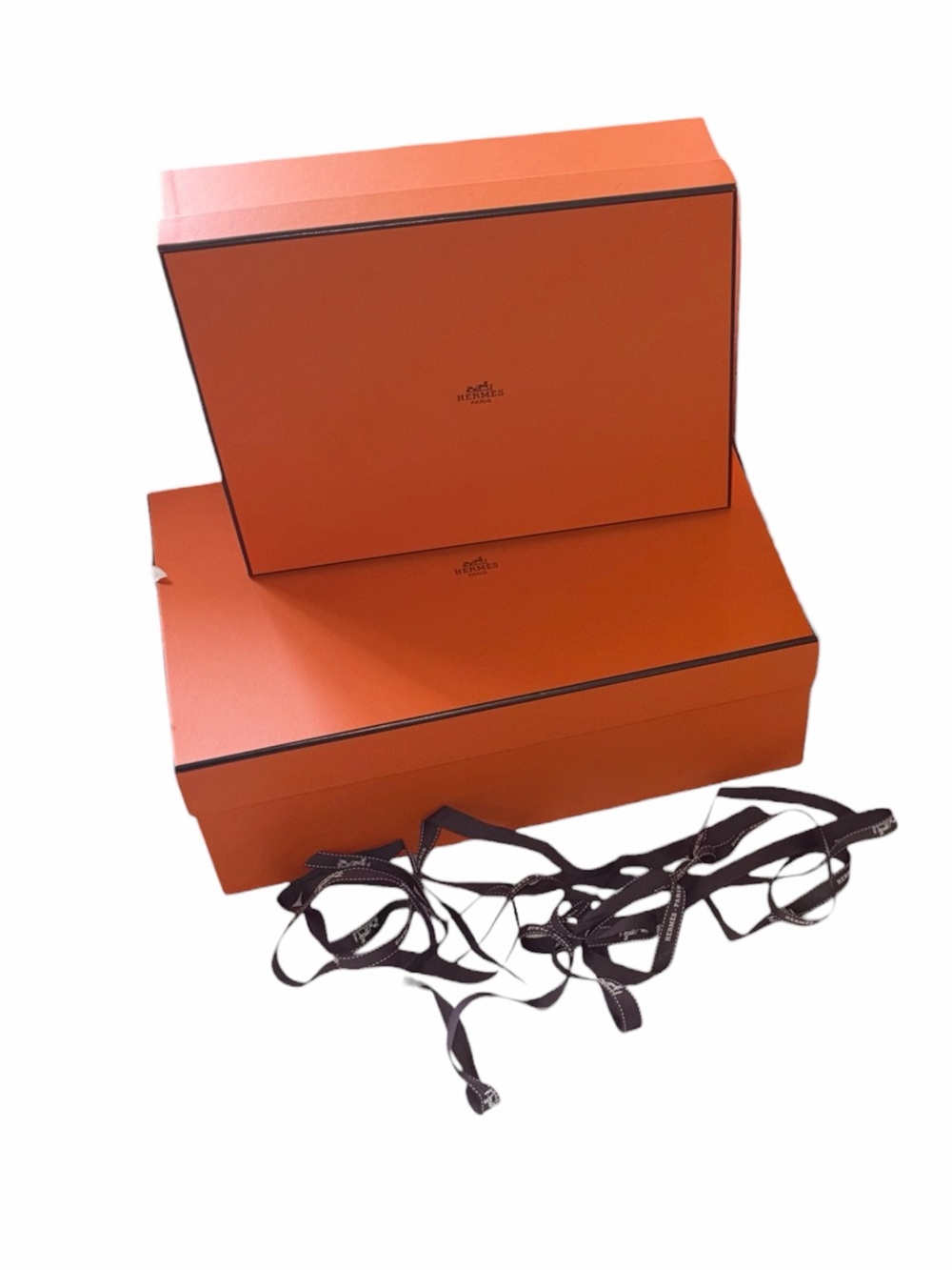 Hermes Orange Gift Boxes with Brown Ribbons